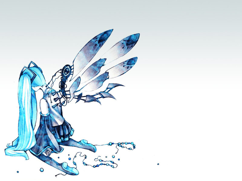 Blue-haired Character with Wings — Blue, Melancholic