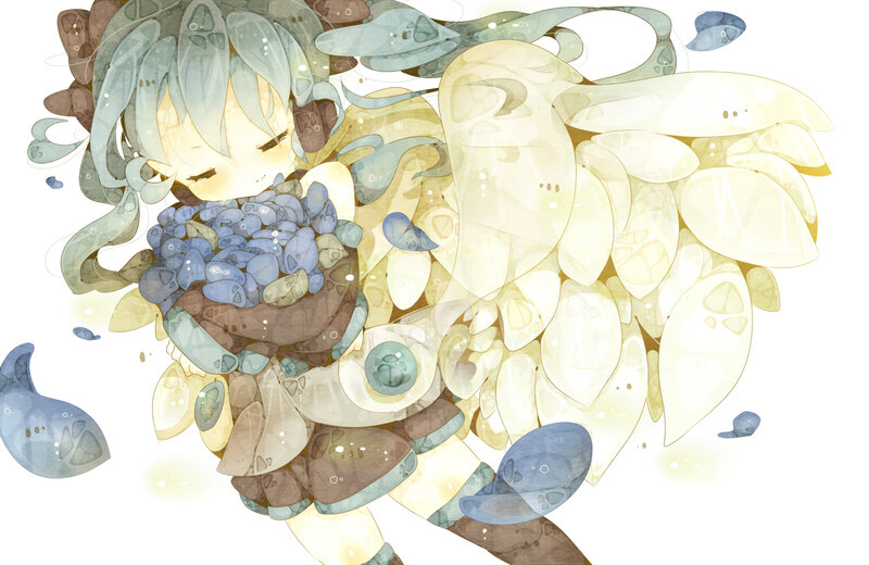 Blue-haired Character with Wings — Blue, Serene