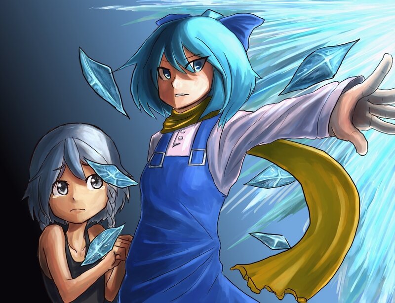 Blue-haired characters with ice powers