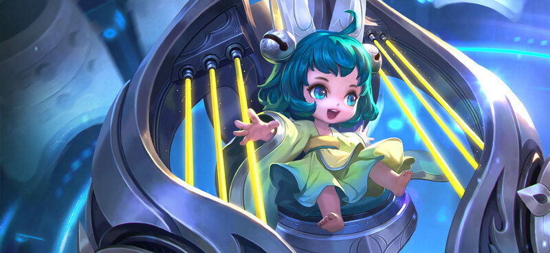 Blue-haired Child in Machine