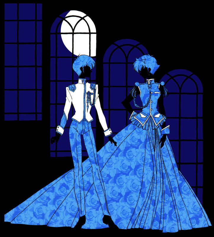 Blue-haired couple in formal wear
