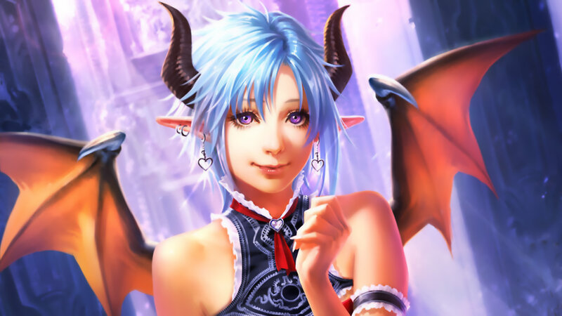 Blue-haired Demon Girl — Blue, Dramatic