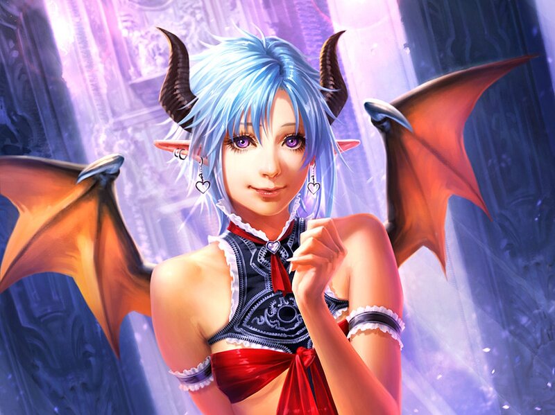 Blue-haired Demon Girl — Blue
