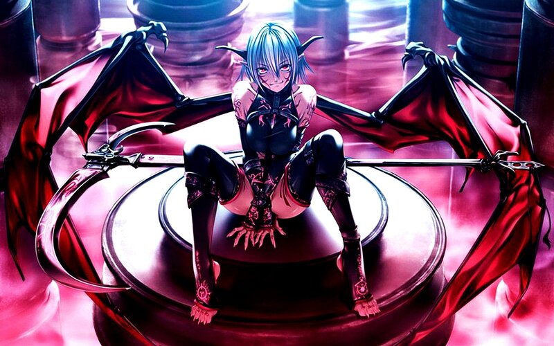 Blue-haired Demon Girl — Red, Dramatic
