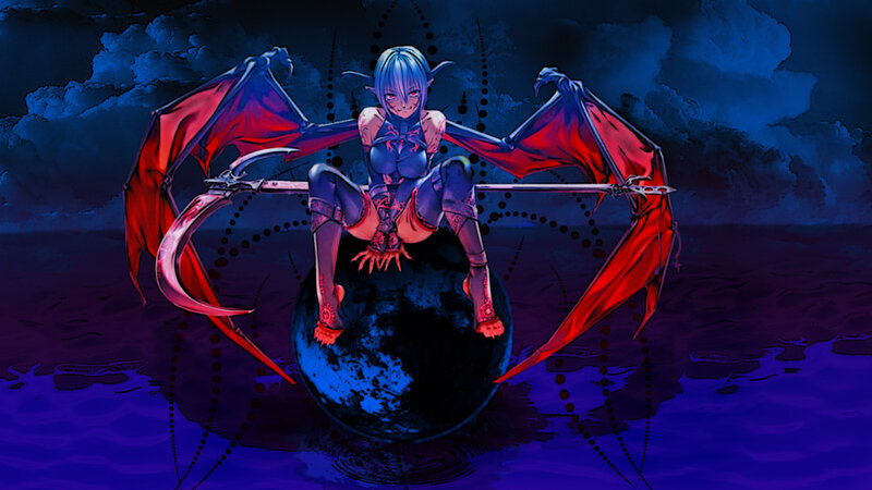Blue-haired Demon with Wings
