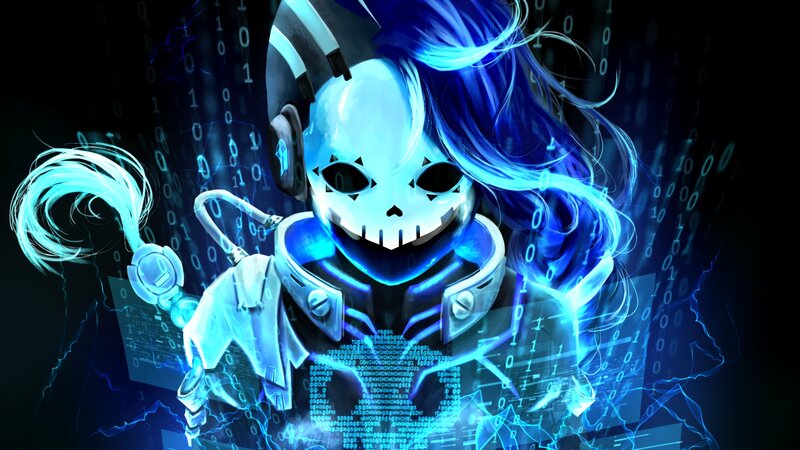 Blue-haired Digital Character