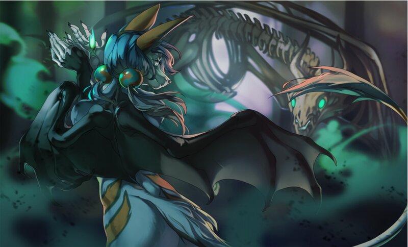 Blue-haired Dragon Character — Green