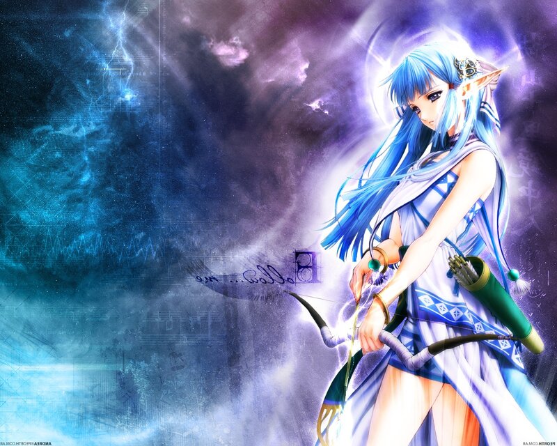 Blue-haired Elf Archer — Blue, Dramatic