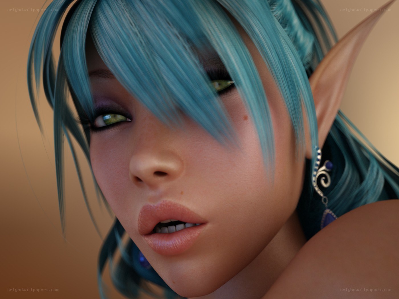 blue-haired elf character