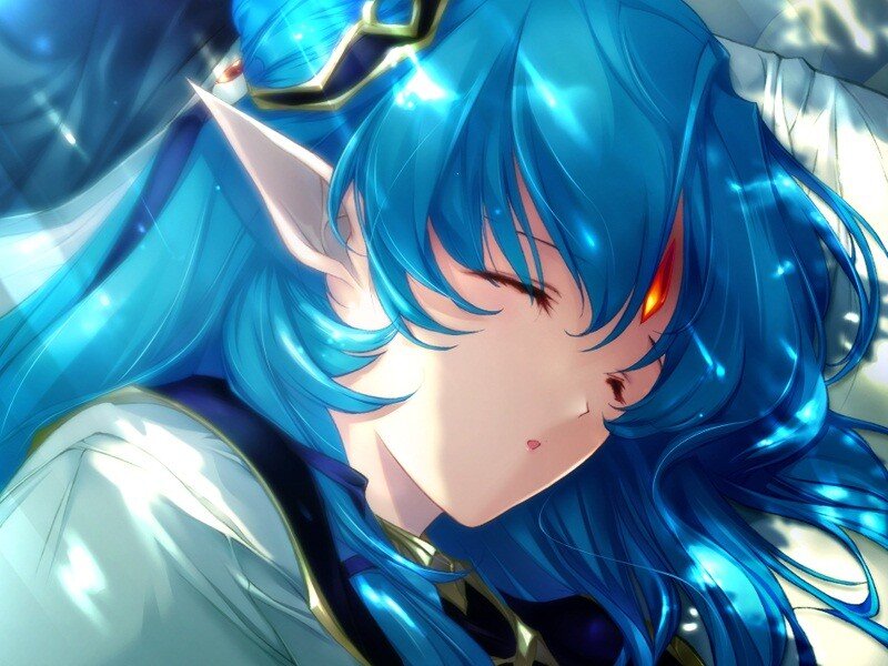 blue-haired elf character