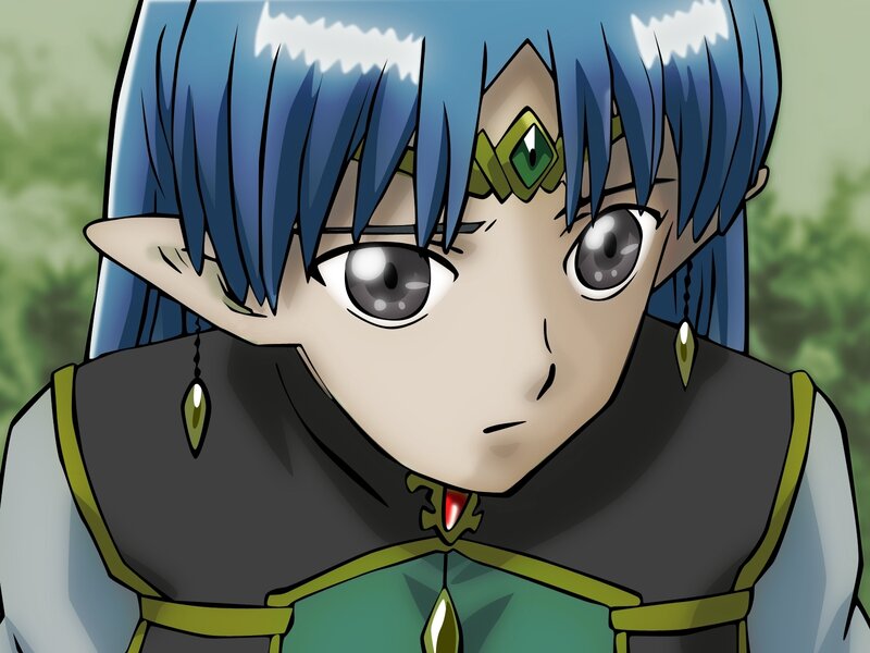 Blue-haired Elf Character — Blue, Serious, Anime
