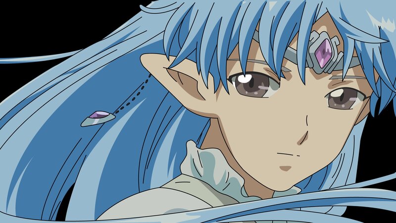 Blue-haired Elf Character — Blue, Serious