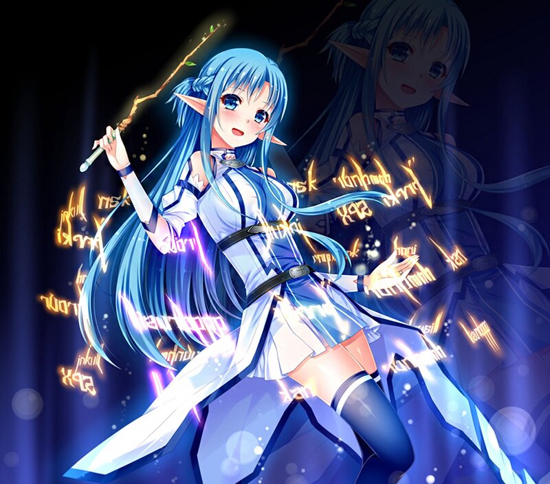 Blue-haired Elf Girl — Blue, Dramatic, Night, Anime