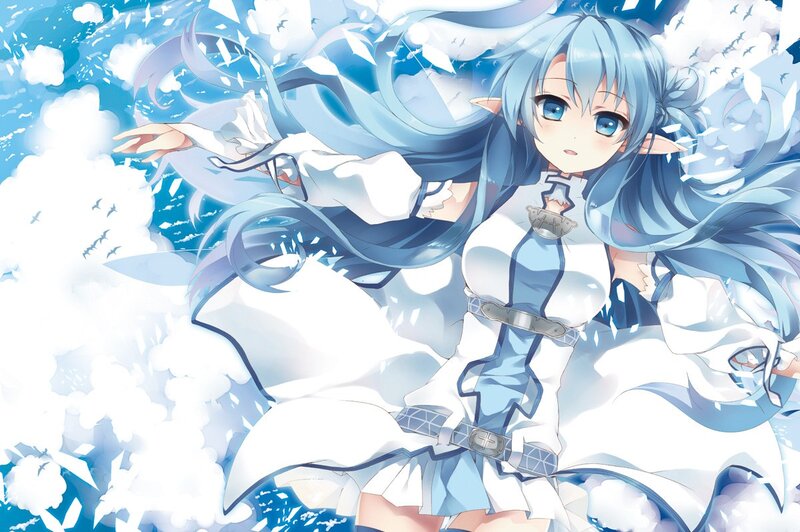 Blue-haired Elf Girl — Blue, Dynamic, Anime
