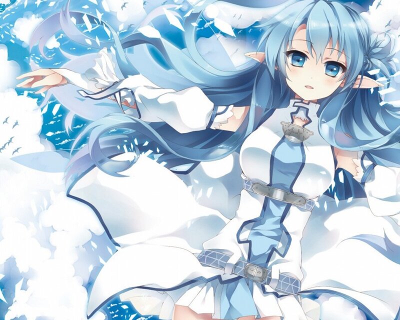 Blue-haired Elf Girl — Blue, Serene, Anime, Elf Ears