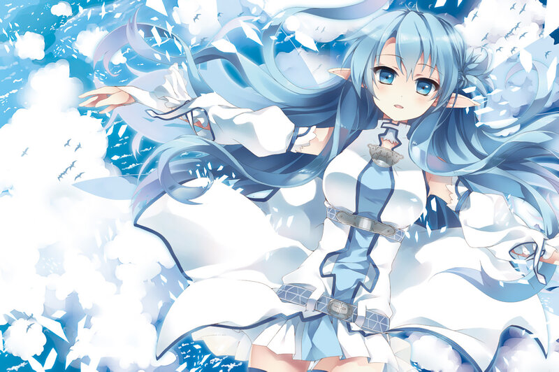 Blue-haired Elf Girl — Blue, Serene, Anime