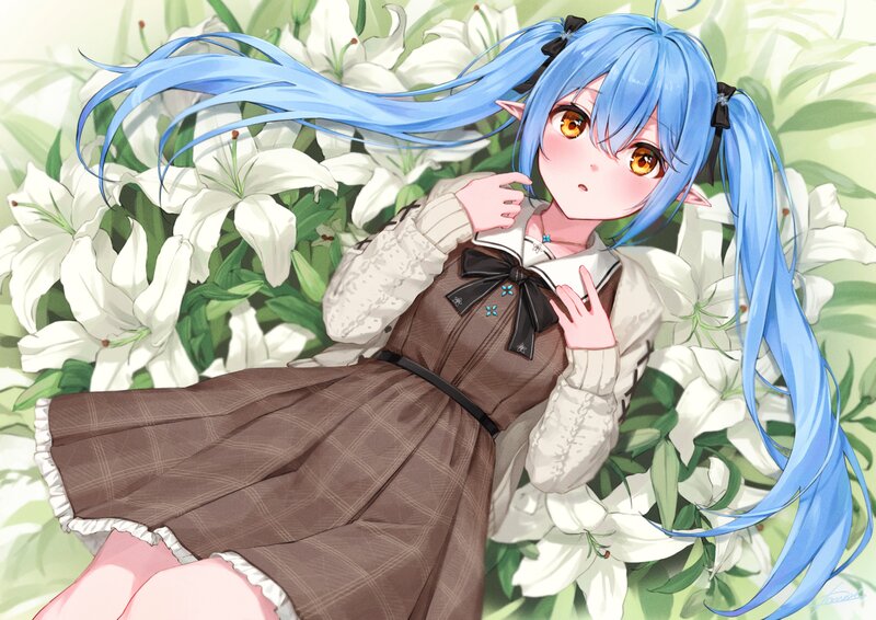Blue-haired Elf Girl — Blue, Serene, Spring