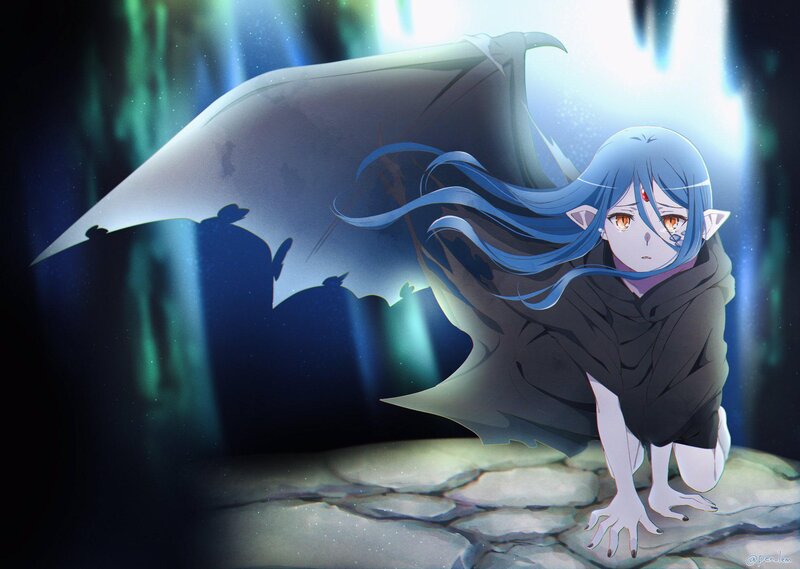 Blue-haired Elf Kneeling