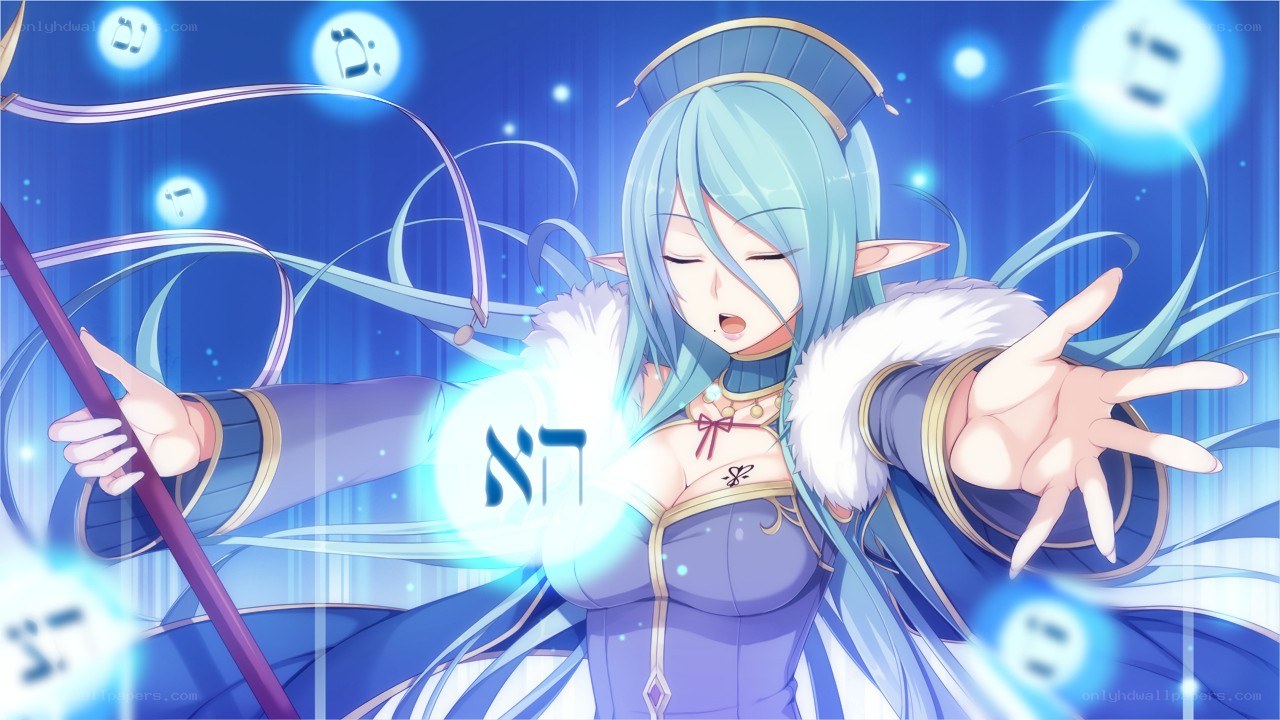 blue-haired elf mage casting spell