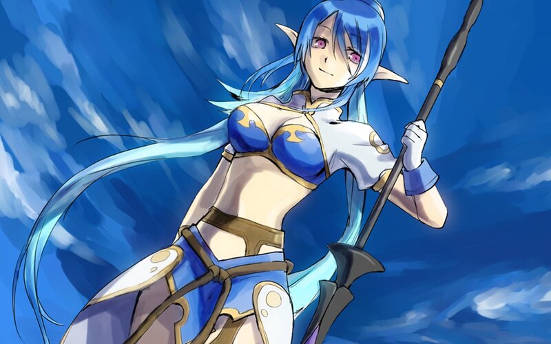 Blue-haired Elf Warrior — Blue, Dramatic, Anime