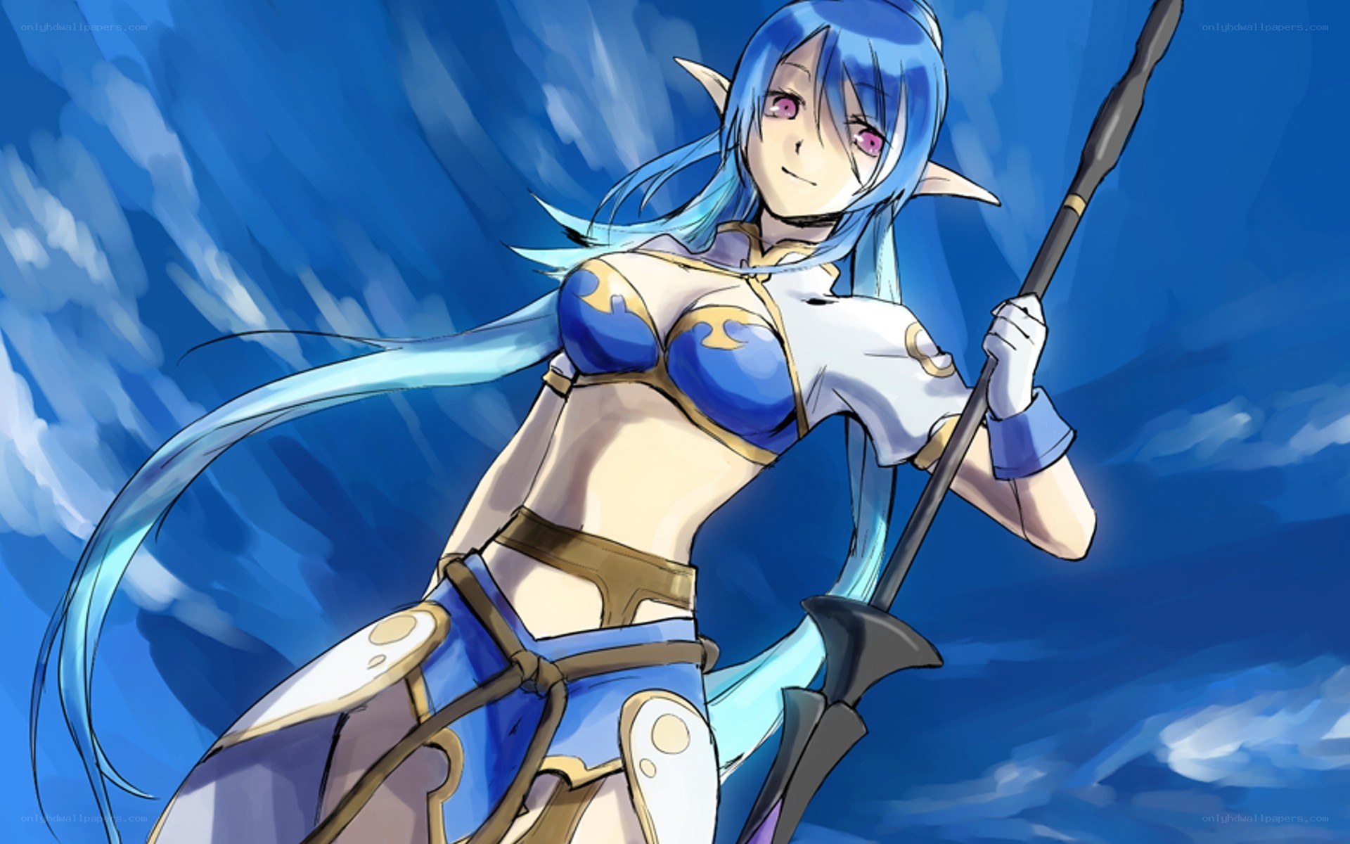 blue-haired elf warrior