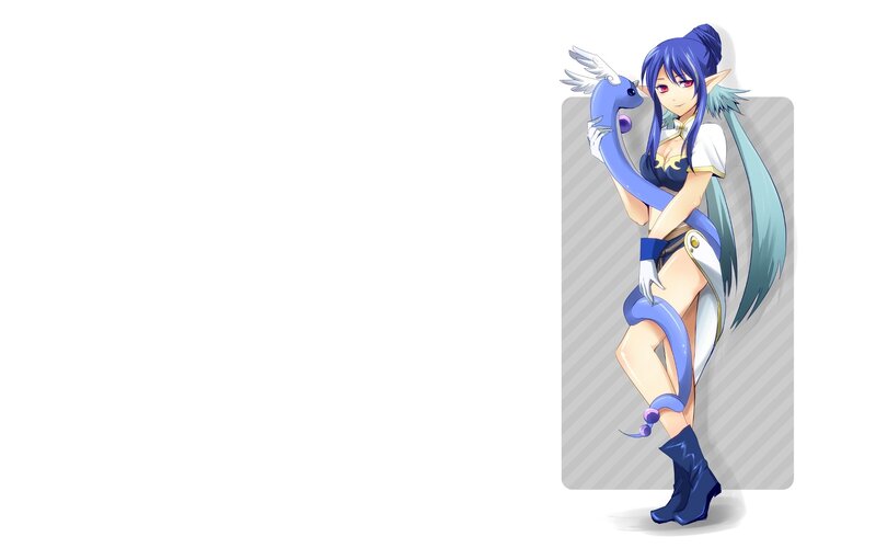 blue-haired elf with a dragon