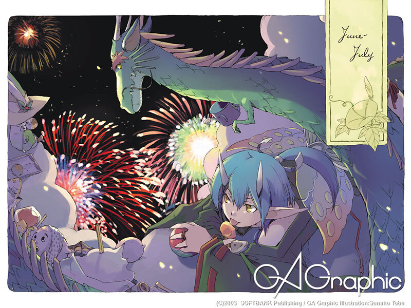 Blue-haired Elf with Dragon