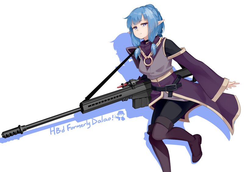 Blue-haired Elf with Rifle