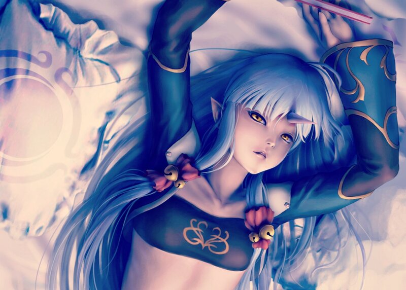 Blue-haired Elf Woman — Blue, Calm, Digital Art