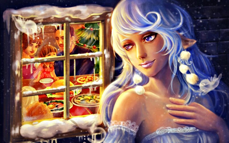 Blue-haired Elf Woman — Blue, Melancholic