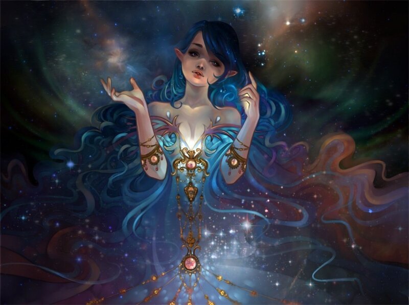 Blue-haired Elf Woman — Blue