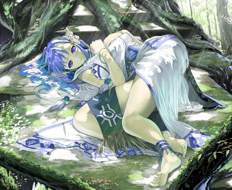Blue-haired Elf Woman — Green, Serene, Morning