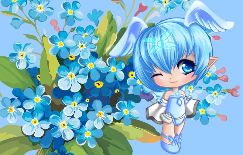 Blue-haired Fairy Character — Blue, Cheerful