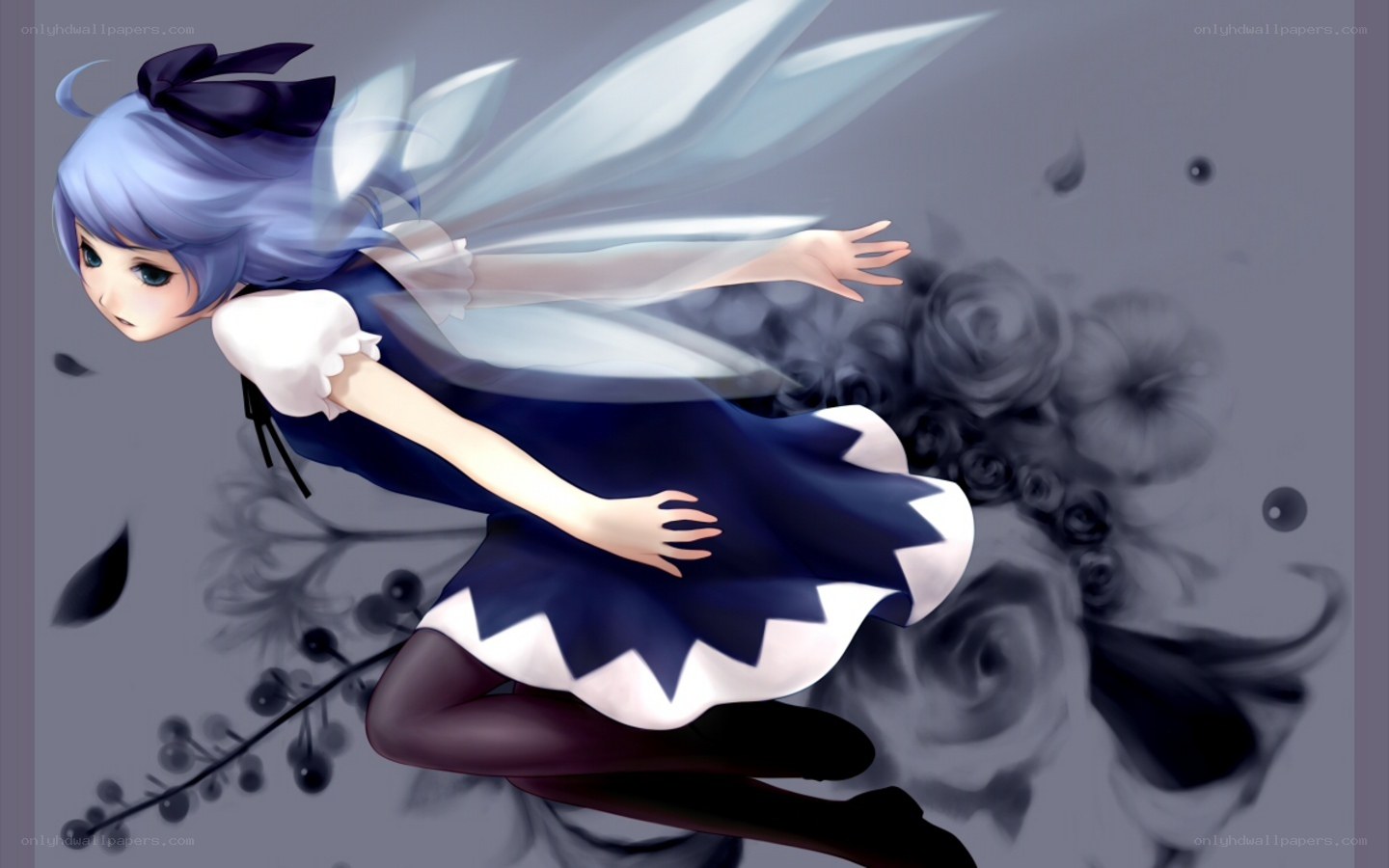 blue-haired fairy in flight