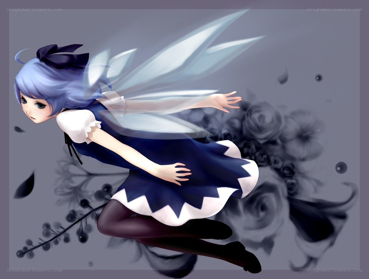 blue-haired fairy in flight