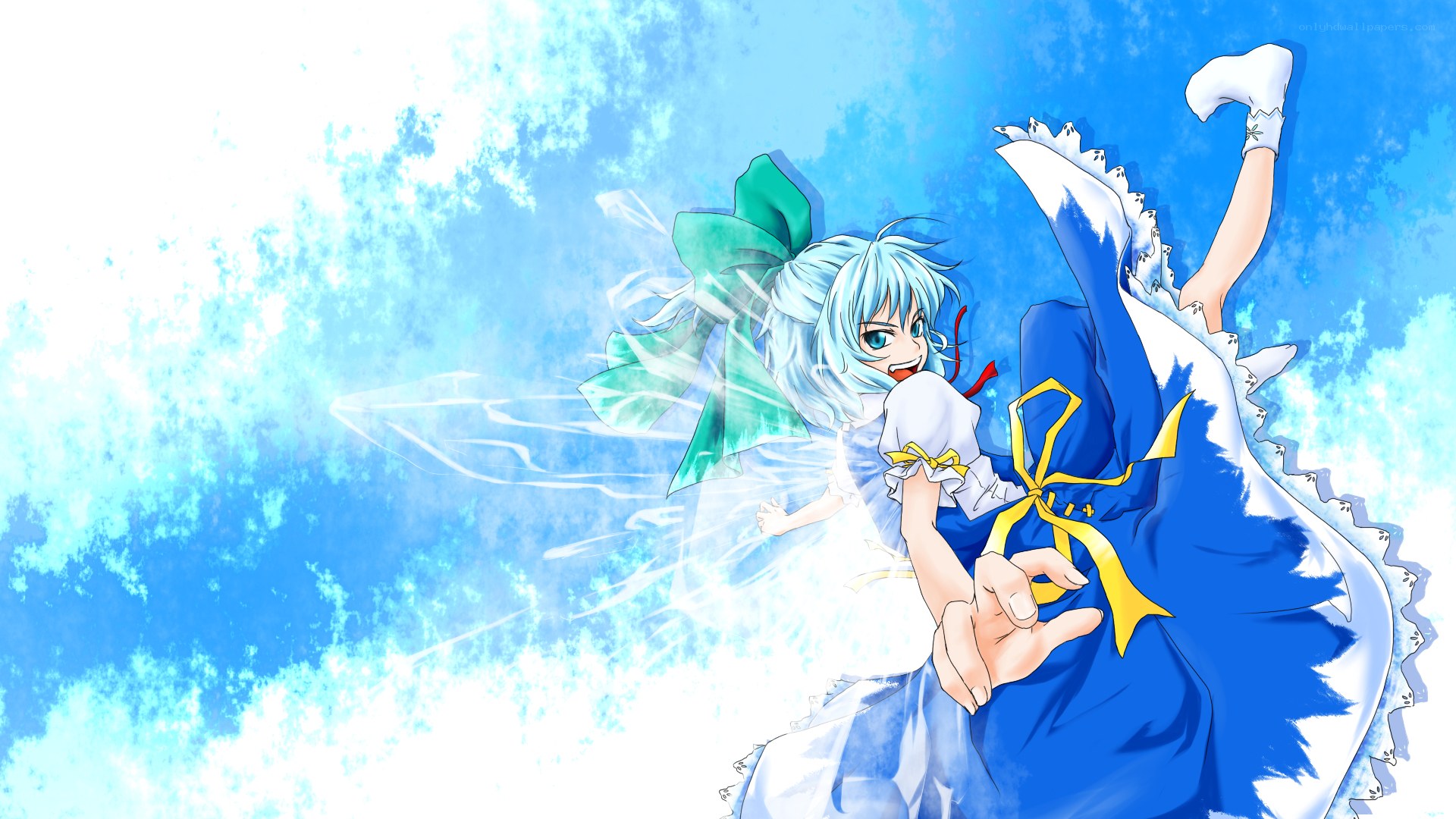 blue-haired fairy in motion