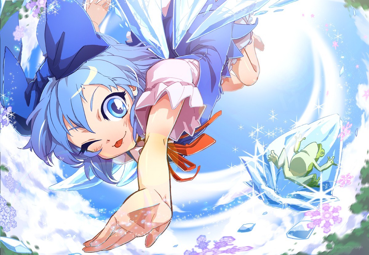 Blue-haired fairy in winter magic