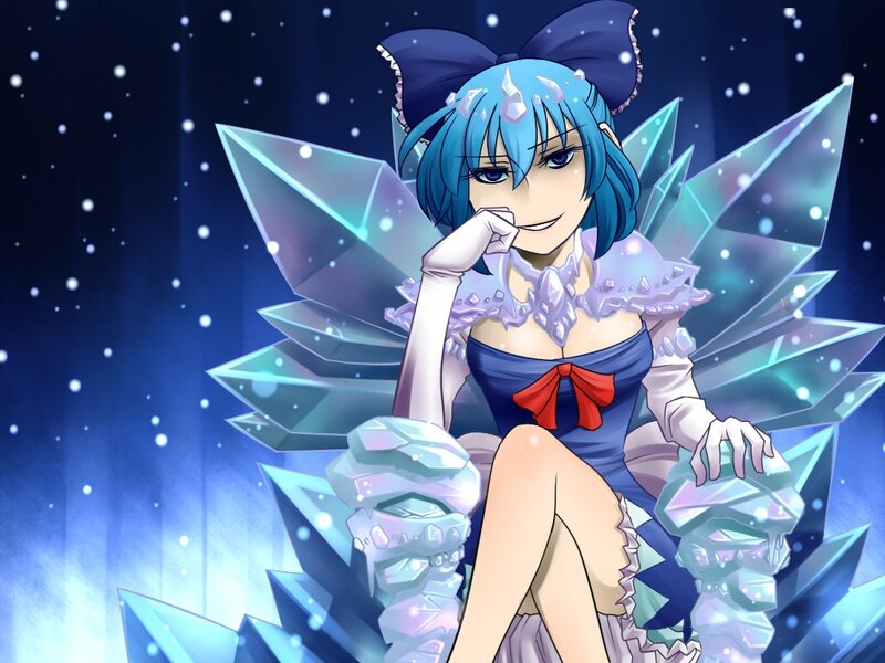 blue-haired fairy with crystal wings