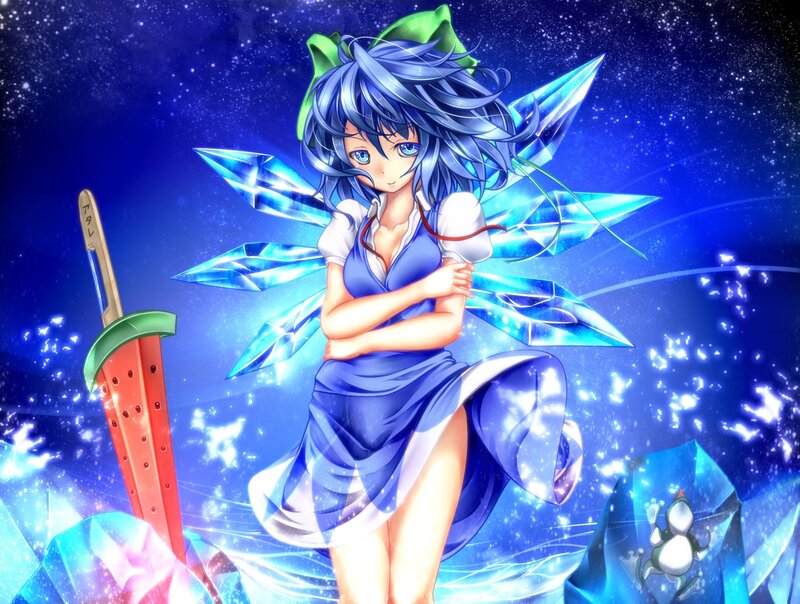Blue-haired fairy with crystal wings