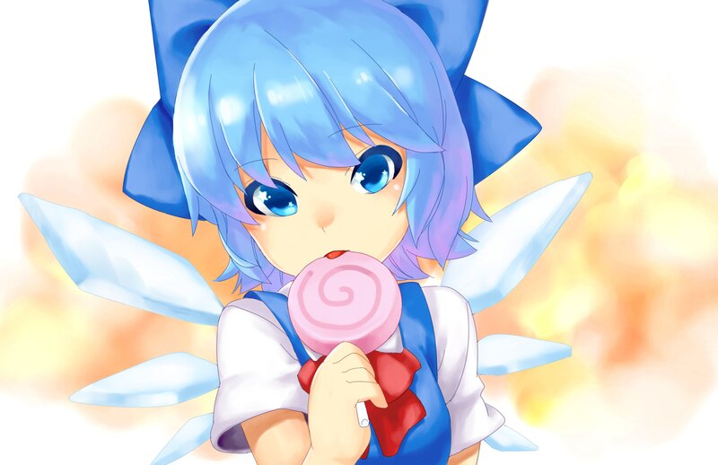 blue-haired fairy with lollipop