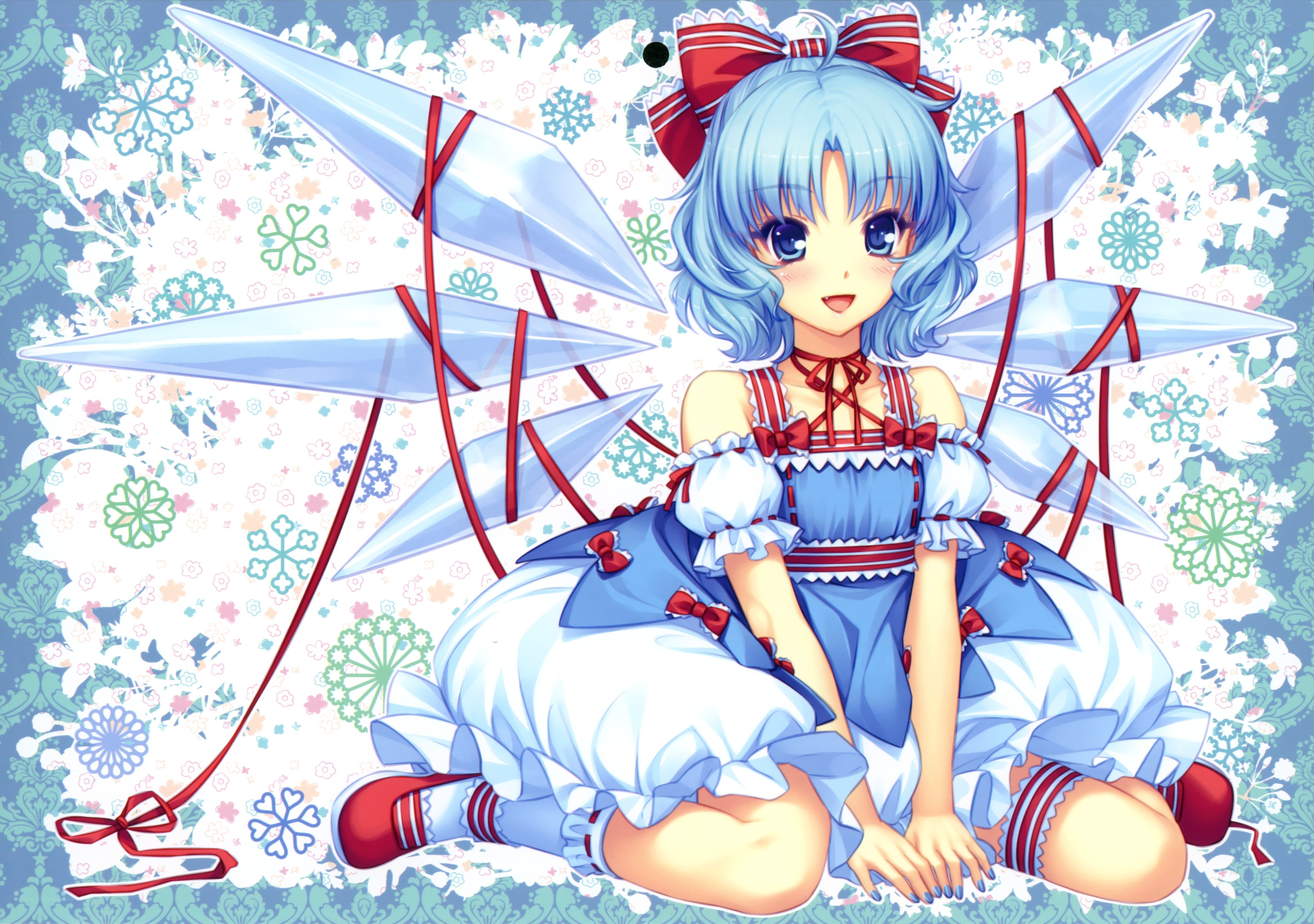blue-haired fairy with wings