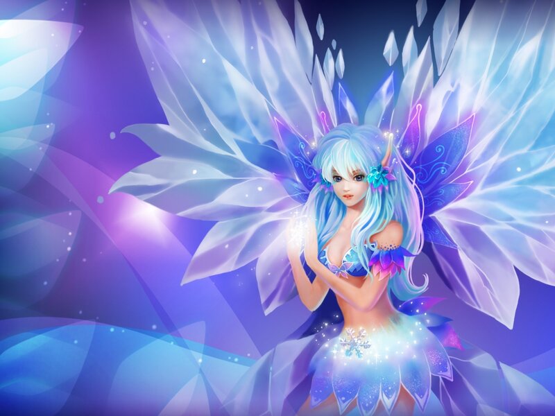 Blue-haired Fairy with Wings — Blue, Magical
