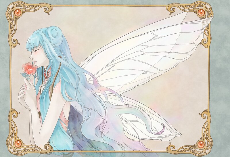 Blue-haired Fairy with Wings — Blue, Serene
