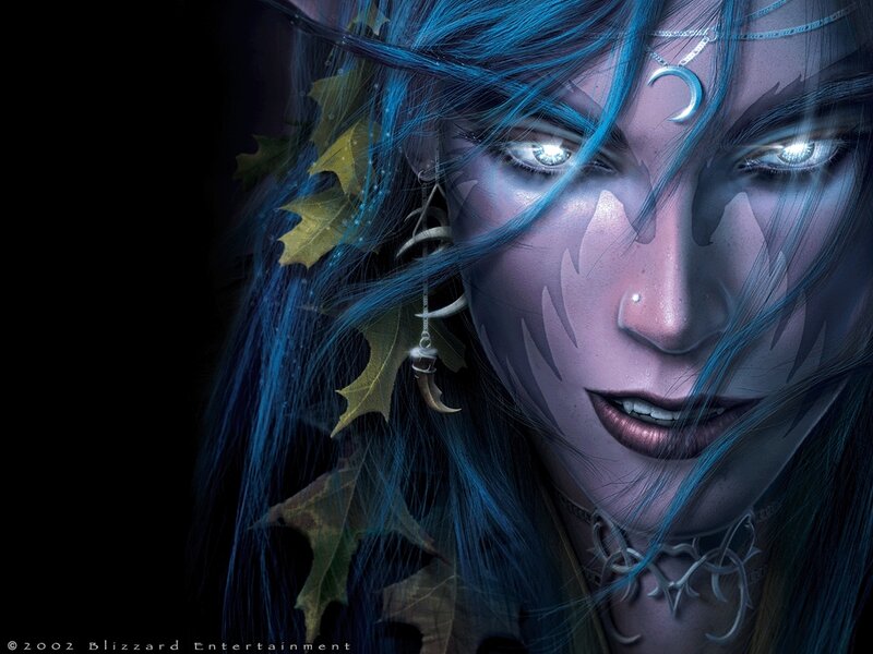 Blue-haired fantasy character portrait