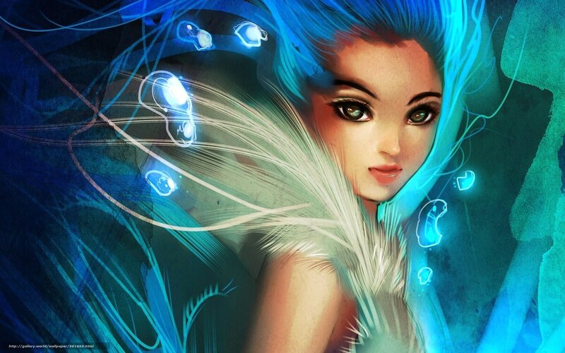 blue-haired fantasy girl