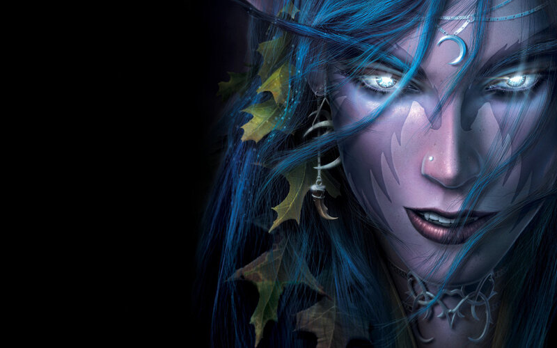 blue-haired fantasy woman portrait