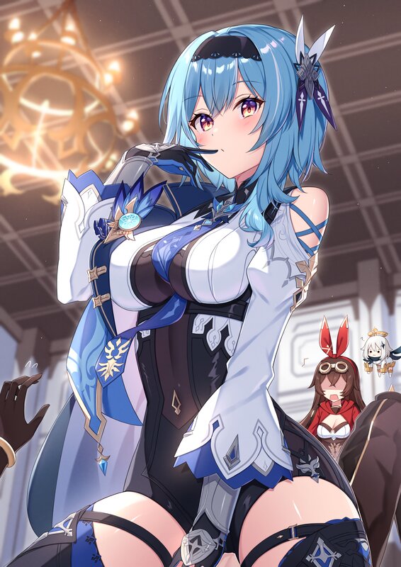 Blue-haired Female Character — Blue, Dramatic, Anime, Chandelier