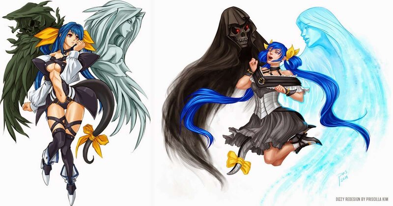 Blue-haired Female Character — Blue, Dramatic, Digital Art, Skeleton