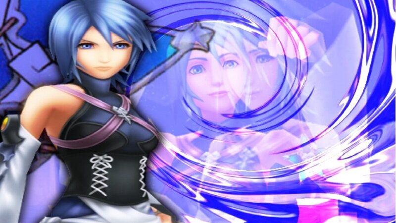 Blue-haired Female Character — Blue, Dramatic, Digital Art, Sword
