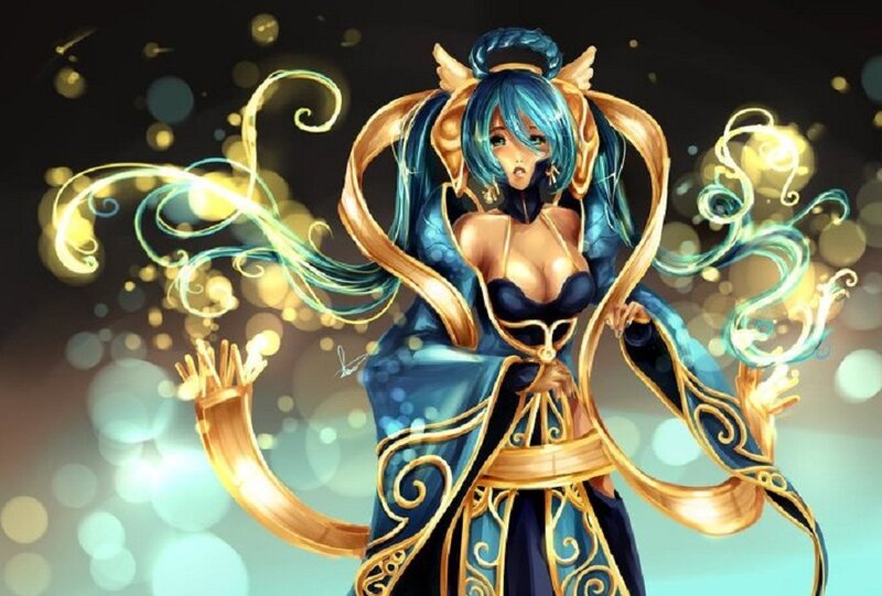 Blue-haired Female Character — Blue, Dramatic, Digital Art